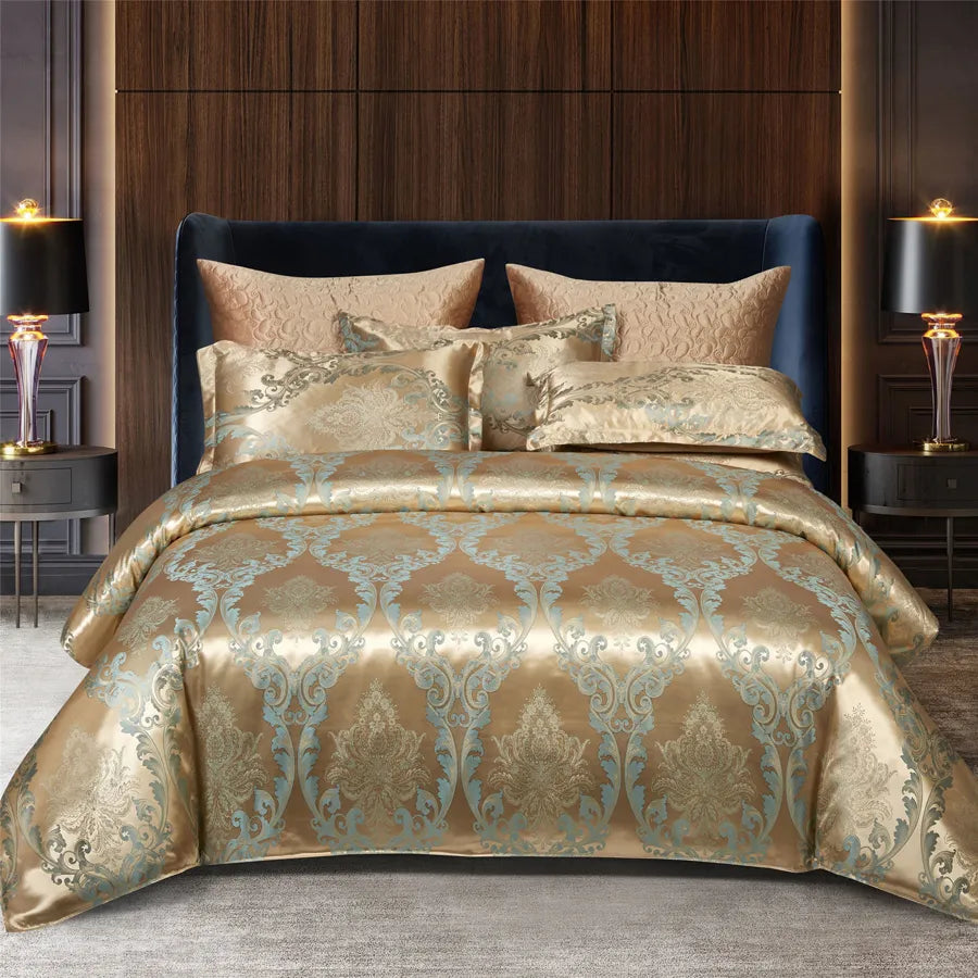 Aurelia Satin Rayon Jacquard Duvet Cover Set 220x240 for Double Bed