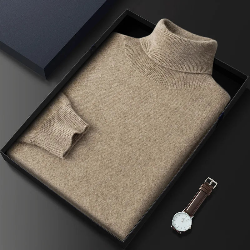 AstraLux 100 Percent Cashmere Wool Turtleneck Sweater for Men