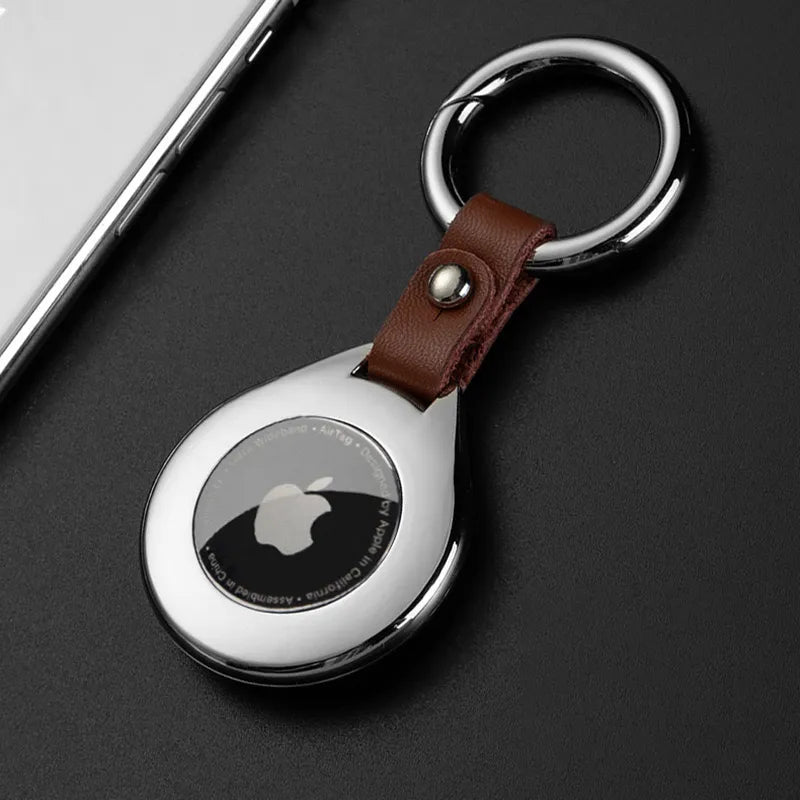 Carcasă protectoare din piele și metal pentru Apple AirTags