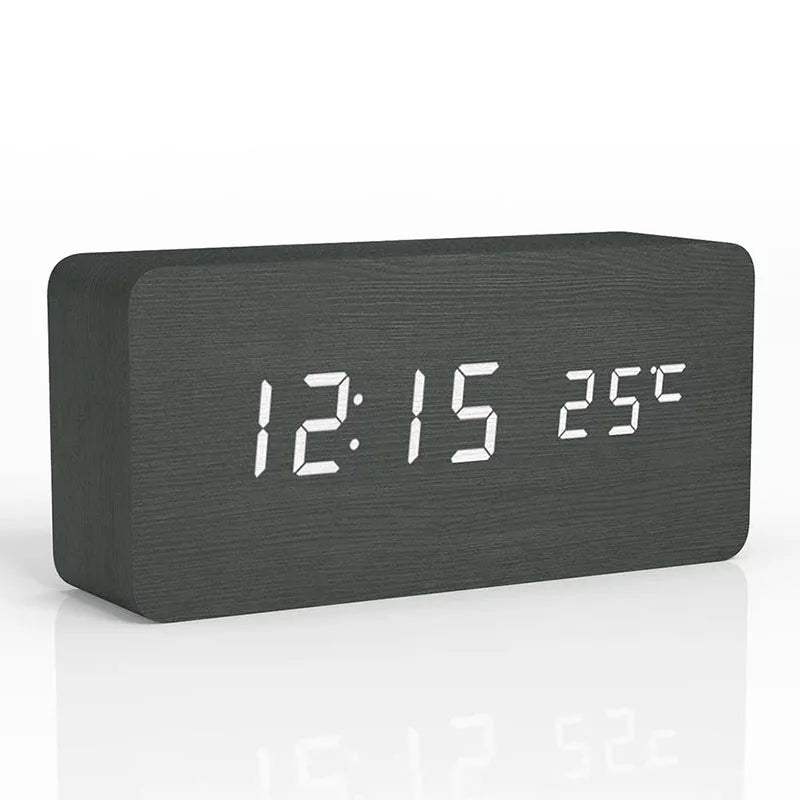 ساعت زنگ‌دار دیجیتال چوبی TimberPulse با نمایشگر LED