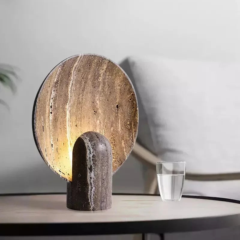 AstraLume Travertine Stone Lamp Handcrafted Radiance