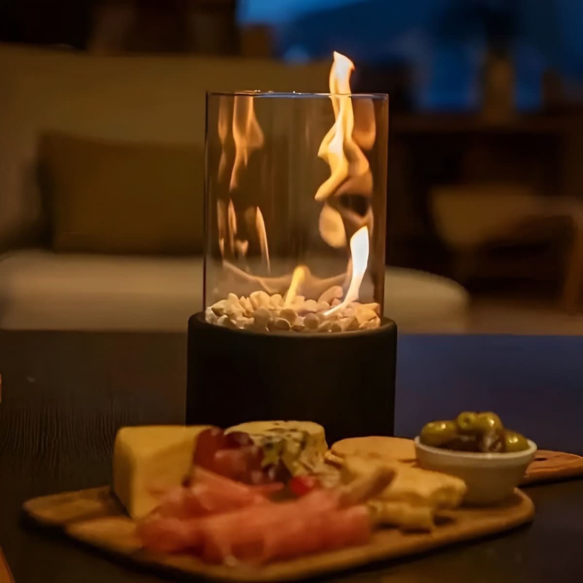 LumaGlow Smokeless Tabletop Fireplace For Stylish Indoor And Outdoor Use