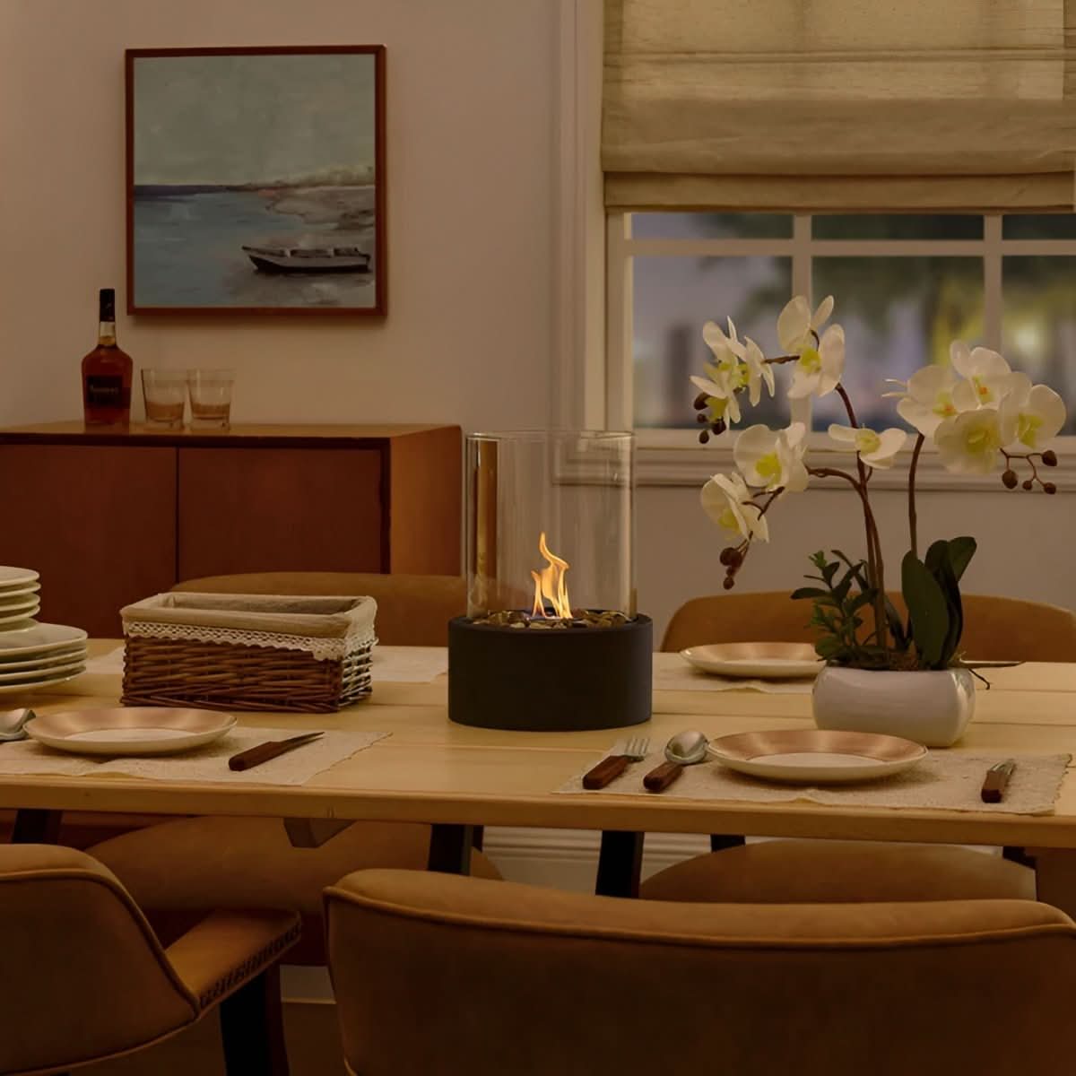 LumaGlow Smokeless Tabletop Fireplace For Stylish Indoor And Outdoor Use