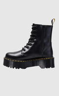 Platform Combat Boots Black Leather With Chunky Sole