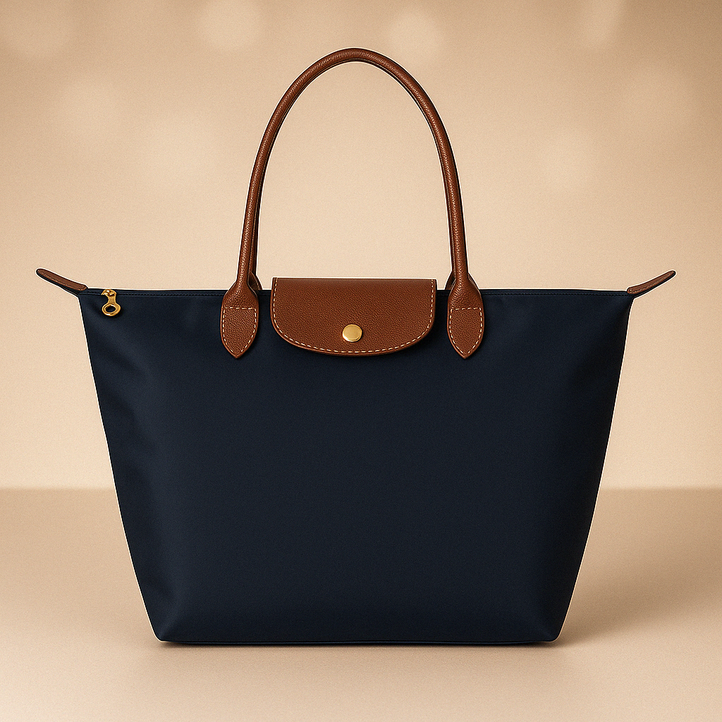Waterproof Tote Bag With Premium Oxford Fabric And Leather Trim
