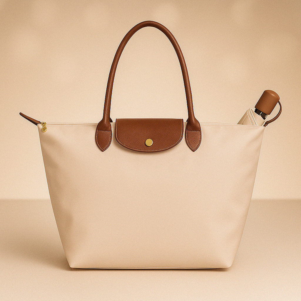 Waterproof Tote Bag With Premium Oxford Fabric And Leather Trim
