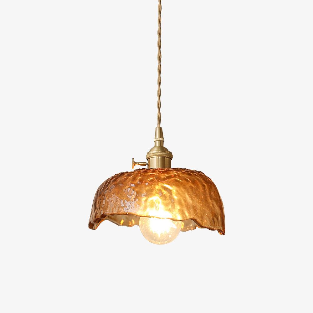 Quorra Vintage Brown Glass Pendant Light With Gold Accents