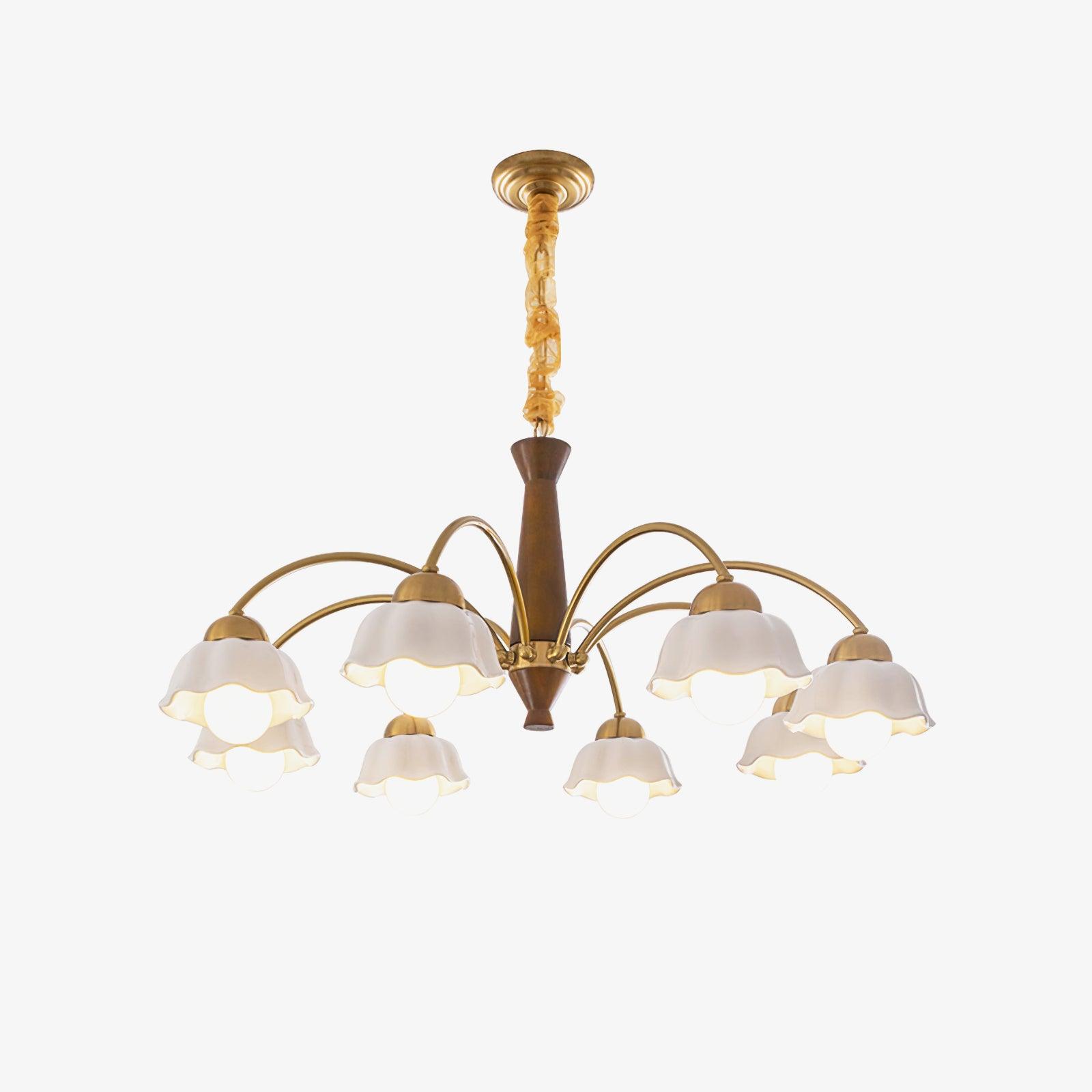 Aurela Kobber Keramisk Lysekrone i Mid Century Stil