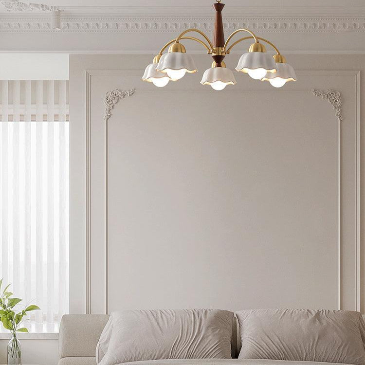 Aurela Kobber Keramisk Lysekrone i Mid Century Stil