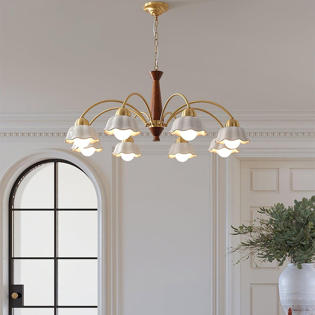Aurela Kobber Keramisk Lysekrone i Mid Century Stil