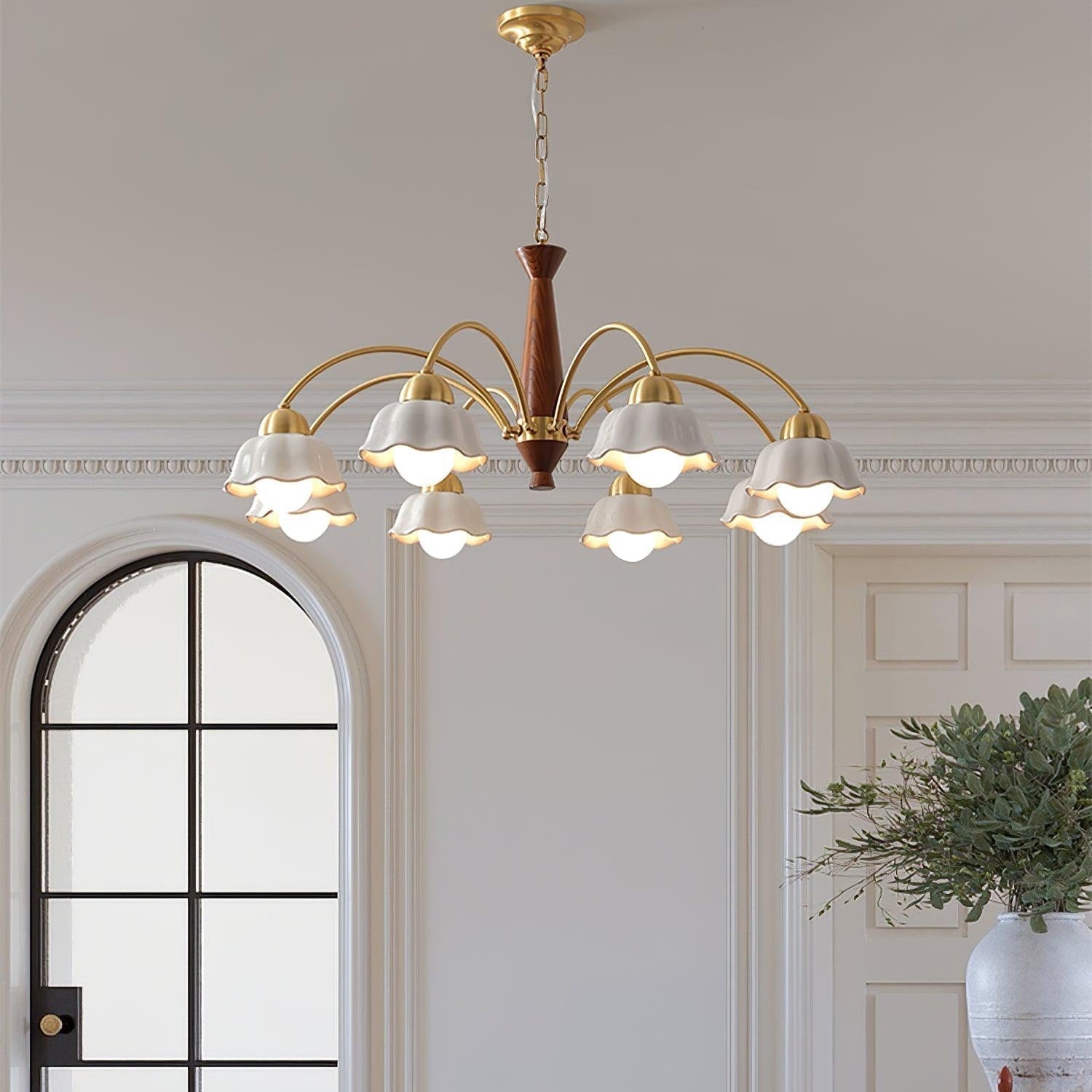 Aurela Kobber Keramisk Lysekrone i Mid Century Stil