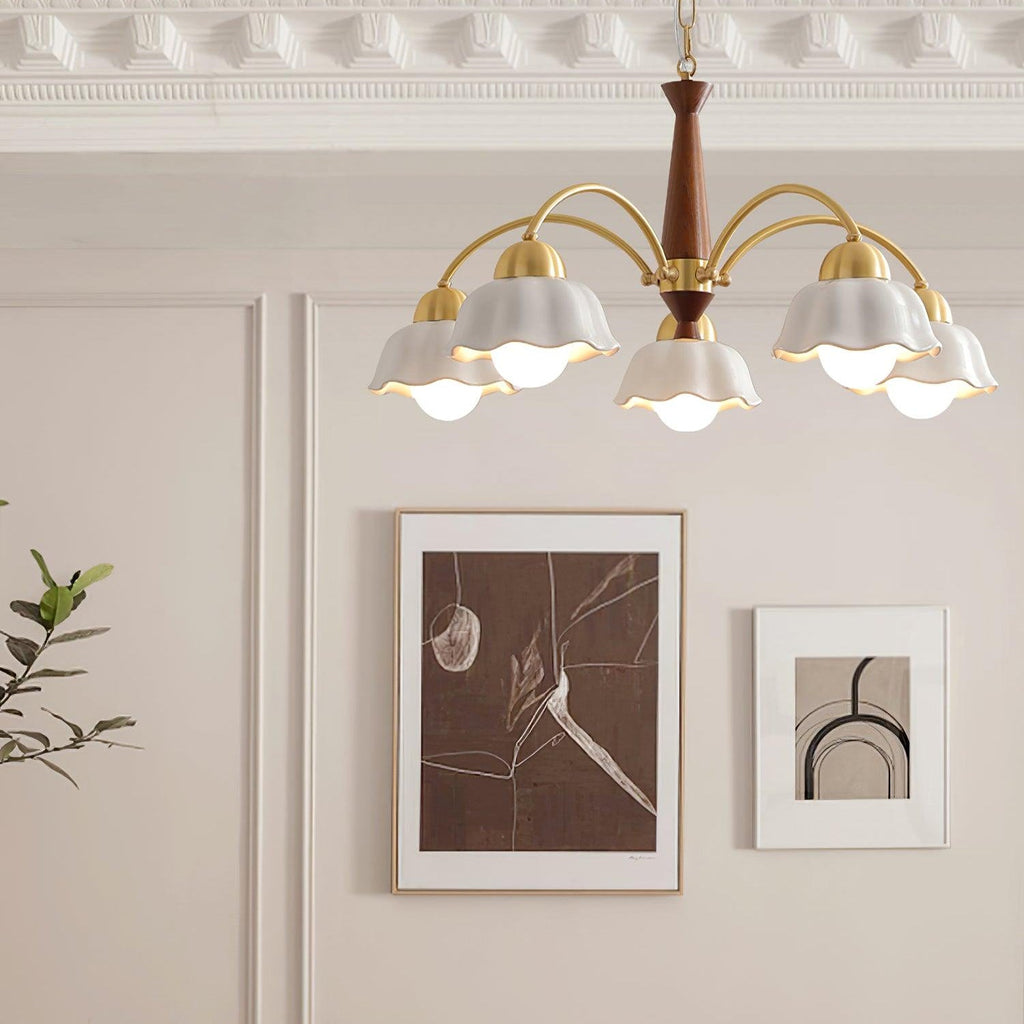 Aurela Kobber Keramisk Lysekrone i Mid Century Stil