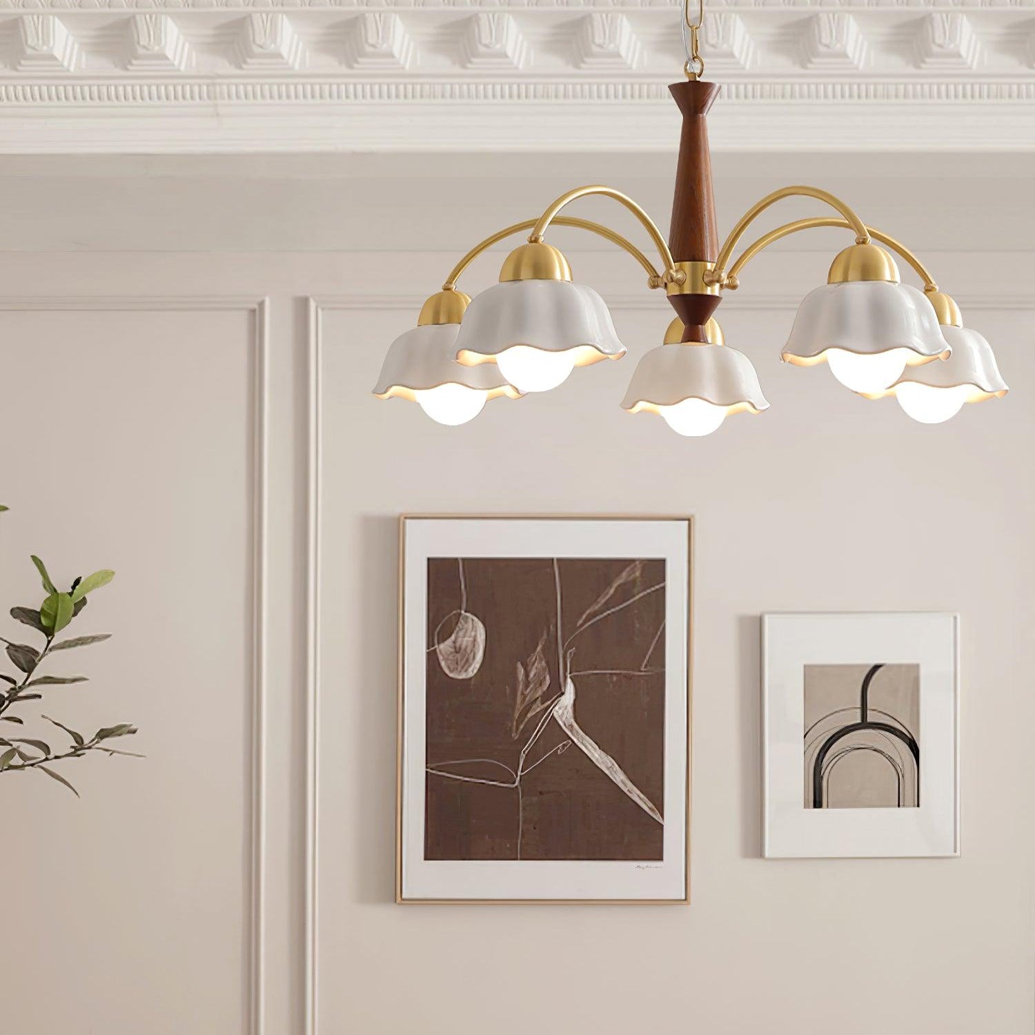 Aurela Kobber Keramisk Lysekrone i Mid Century Stil