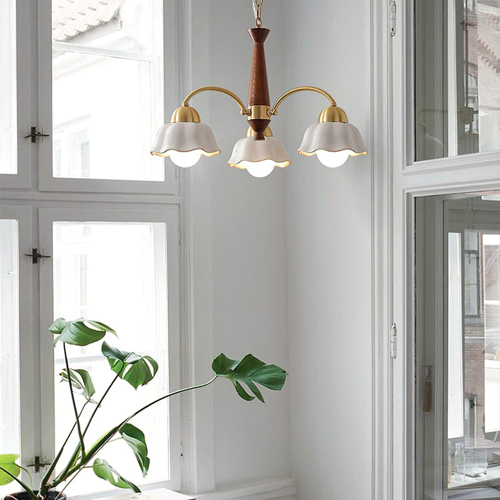 Aurela Kobber Keramisk Lysekrone i Mid Century Stil