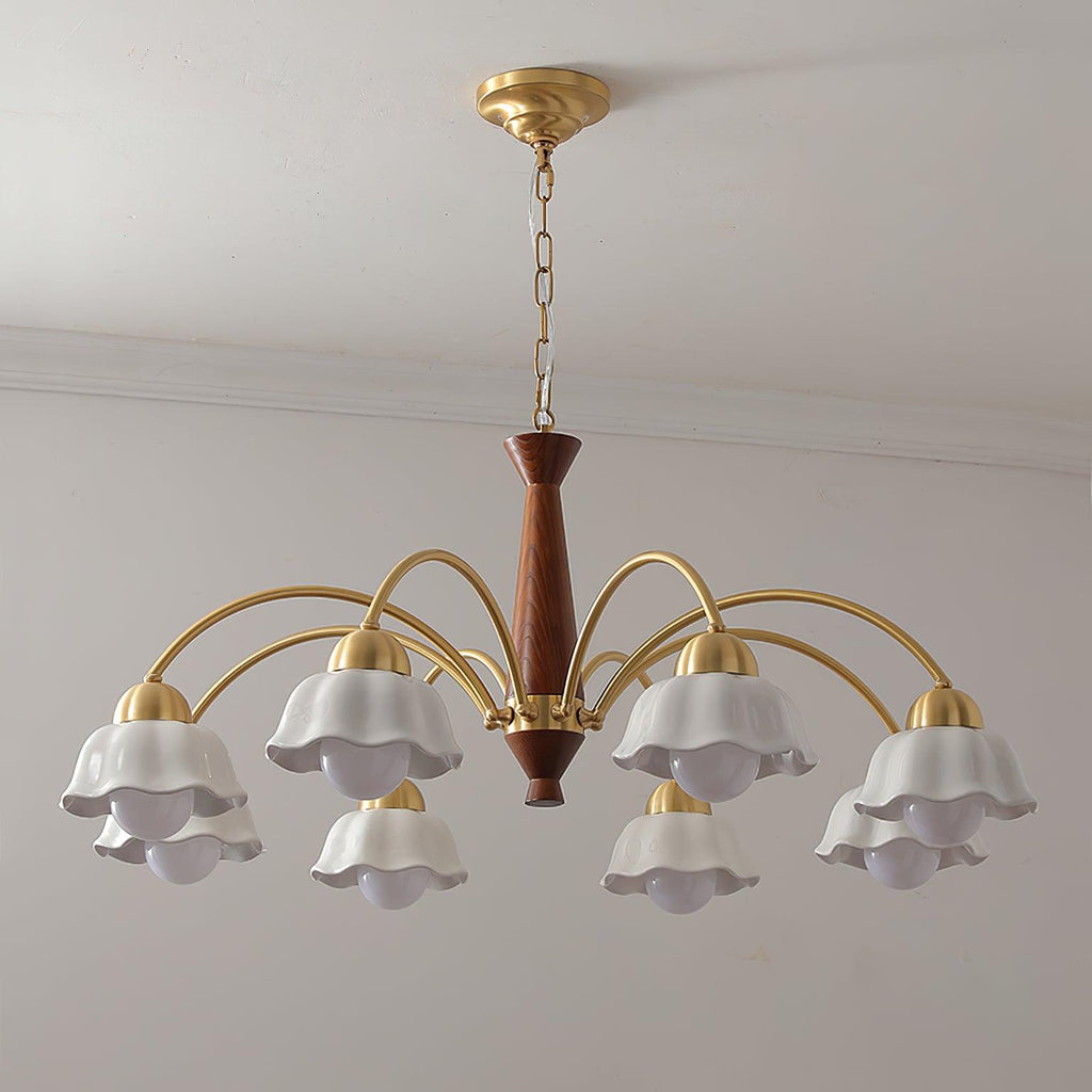 Aurela Kobber Keramisk Lysekrone i Mid Century Stil
