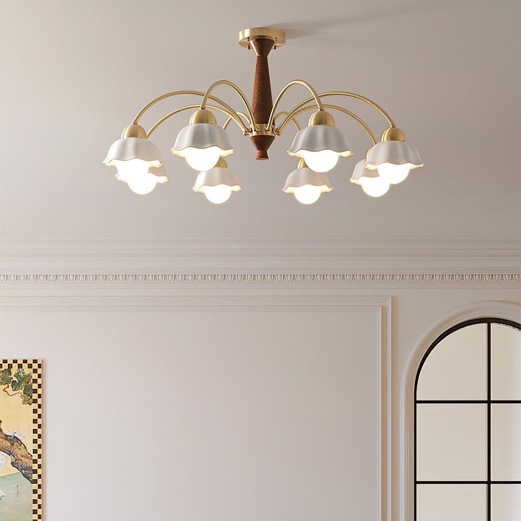 Aurela Kobber Keramisk Lysekrone i Mid Century Stil