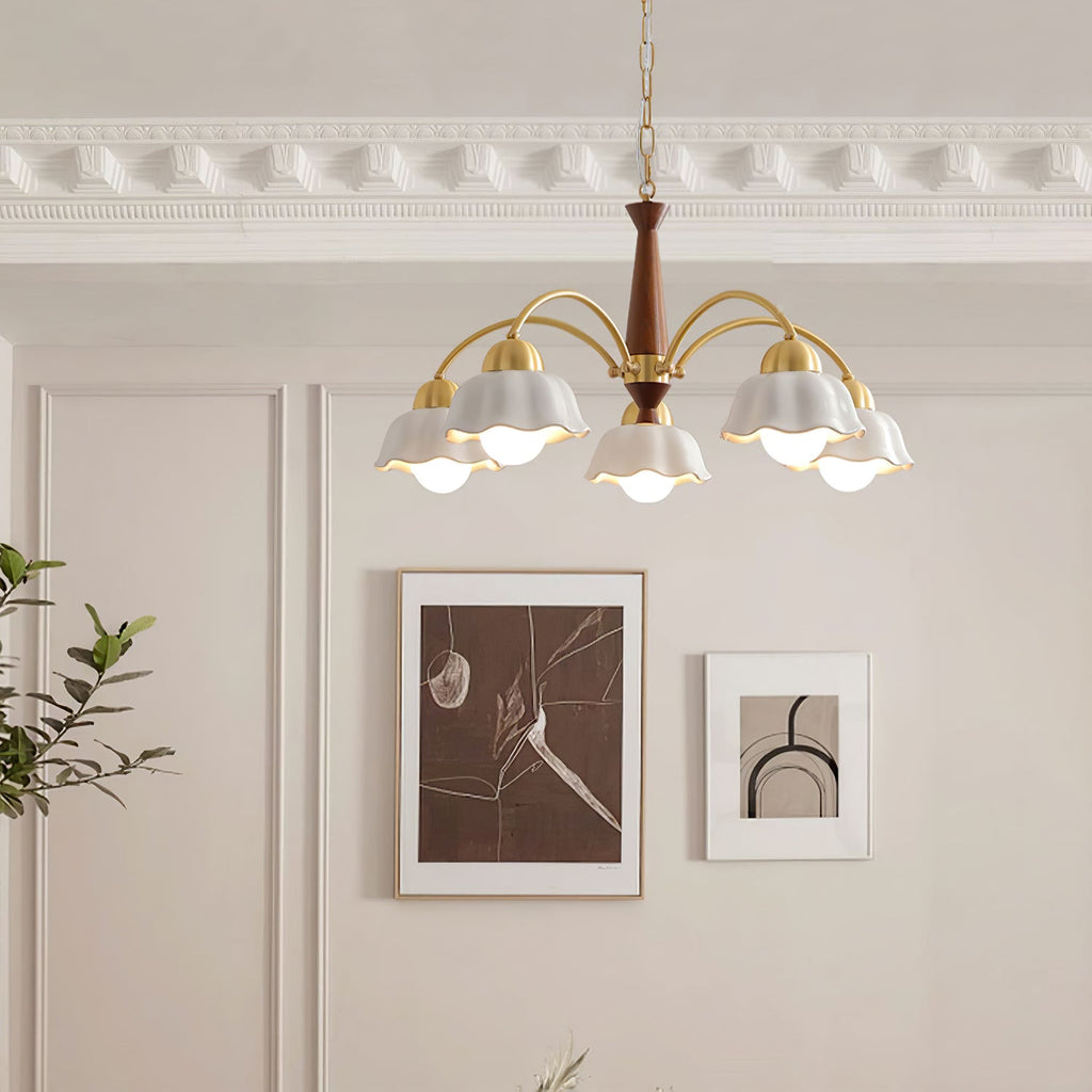 Aurela Kobber Keramisk Lysekrone i Mid Century Stil