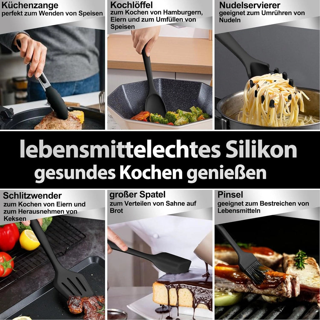 Aurora Ivory silikone køkkenredskabssæt, non-stick, varmebestandigt, ergonomisk