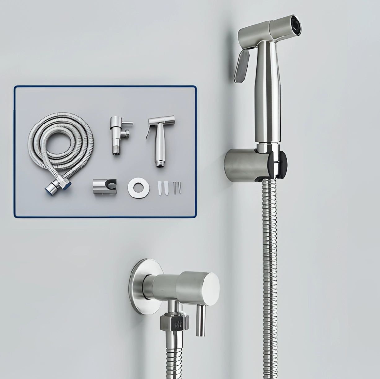 Pulverizator bidet portabil din oțel inoxidabil cu kit de instalare ușoară
