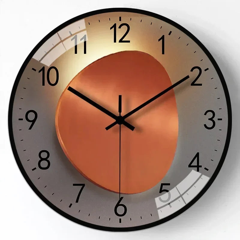 Reloj de Pared Silencioso con Diseño Digital Degradado en Oro