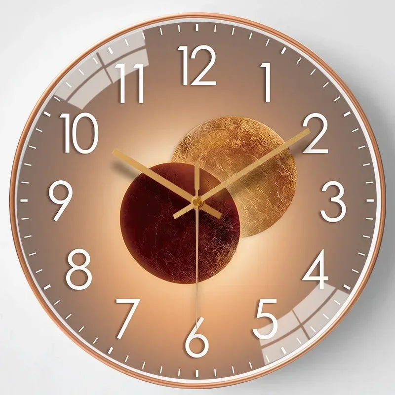 Reloj de Pared Silencioso con Diseño Digital Degradado en Oro