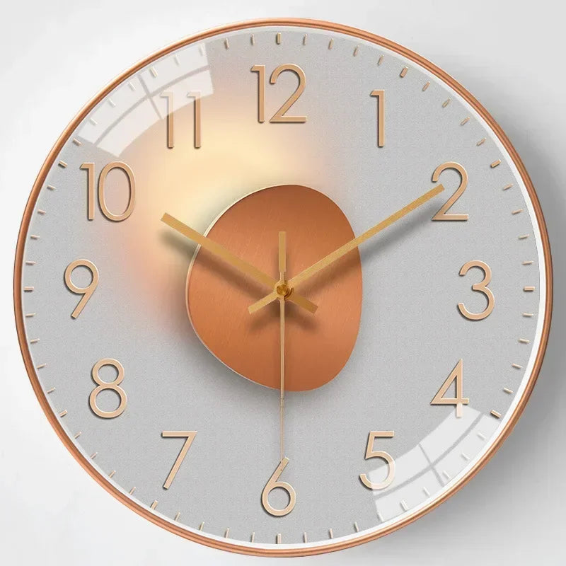 Reloj de Pared Silencioso con Diseño Digital Degradado en Oro