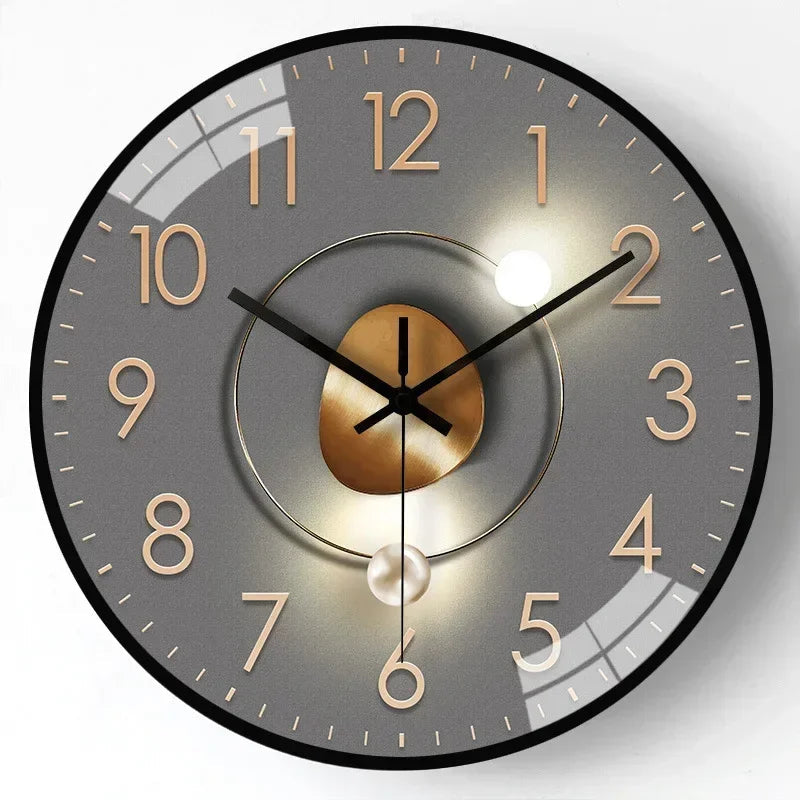 Reloj de Pared Silencioso con Diseño Digital Degradado en Oro