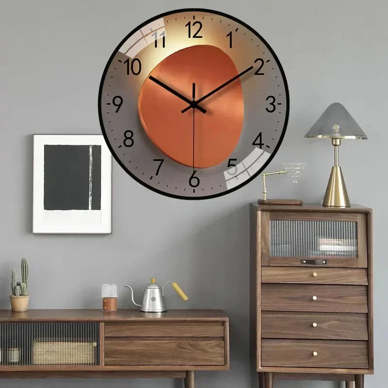 Reloj de Pared Silencioso con Diseño Digital Degradado en Oro