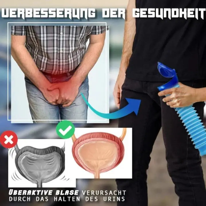 Rozkládací přenosný močový sáček pro muže, 750 ml nepropustný cestovní močový sáček, BPA bezpečný modrý panel