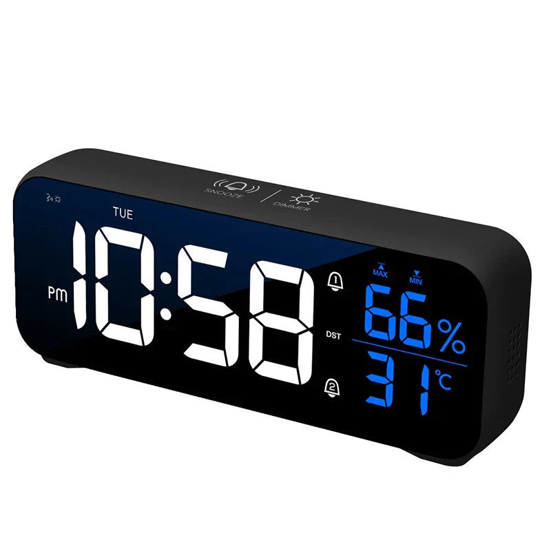 NovaDesk LED Clock with Alarm Music and Voice Control