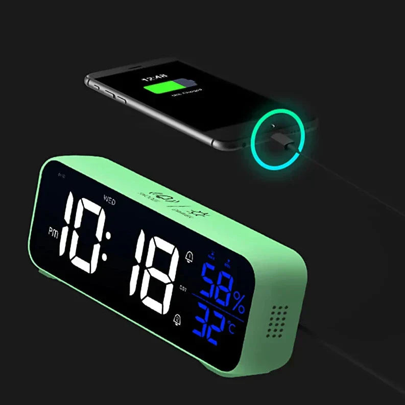 NovaDesk LED Clock with Alarm Music and Voice Control