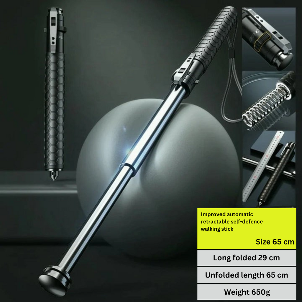 Telescoping Safety Stick With Swift One-Click Deployment And Alloy Steel Build
