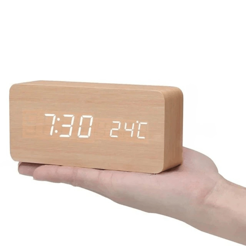 ساعت چوبی مینیمالیستی TimberLume با کنترل صوتی و با کف زدن و چراغ LED