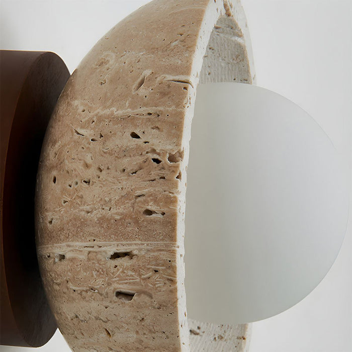 Astrae Travertine Bowl LED Wall Sconce Boho Natural Stone