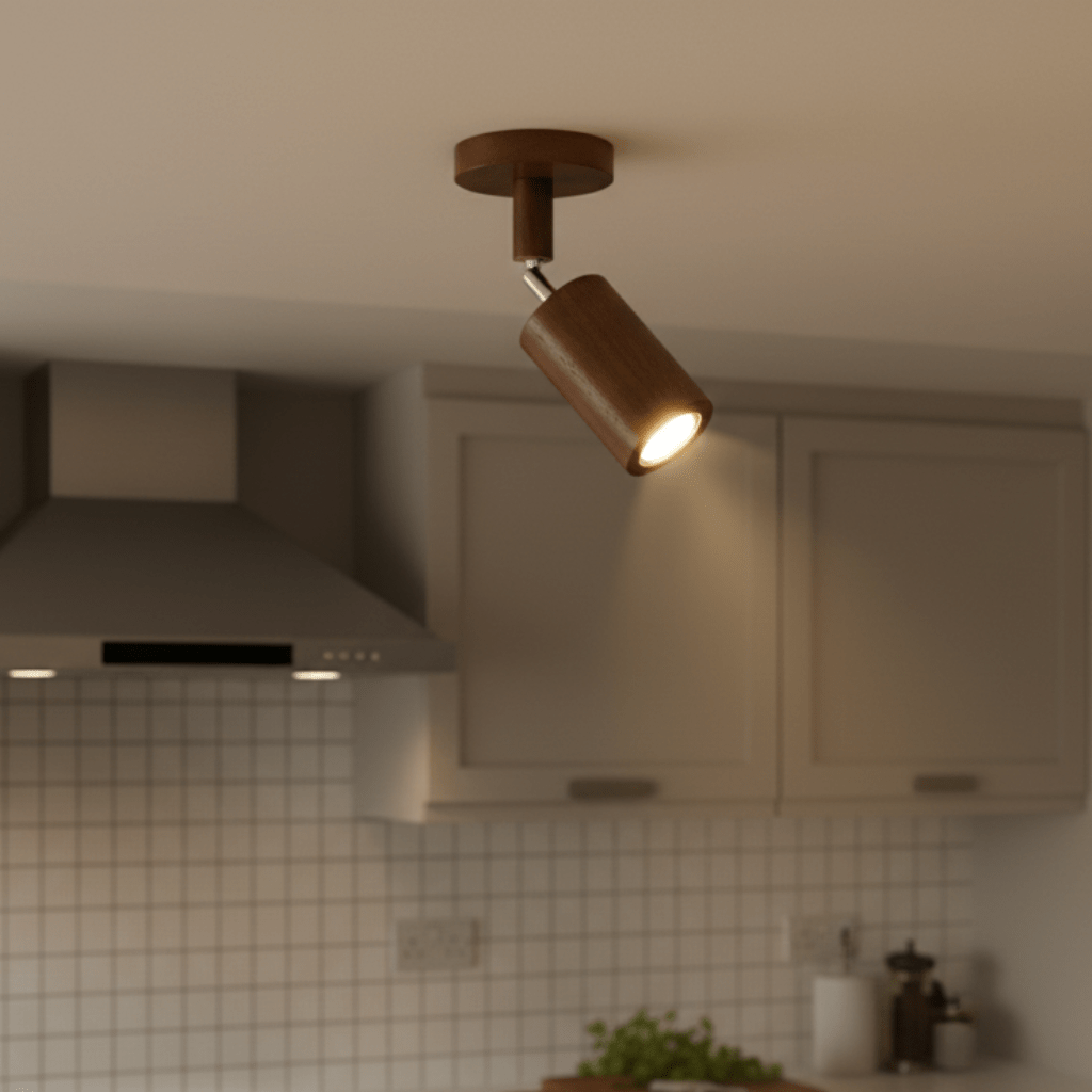 چراغ سقفی LED چوب جامد نوواوود مینیمالیست با جهت‌گیری قابل تنظیم