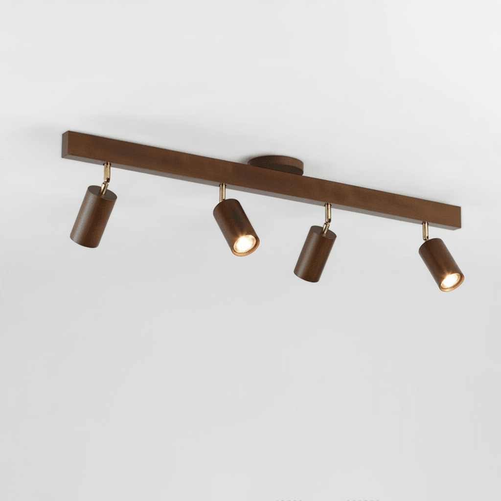 چراغ سقفی LED چوب جامد نوواوود مینیمالیست با جهت‌گیری قابل تنظیم