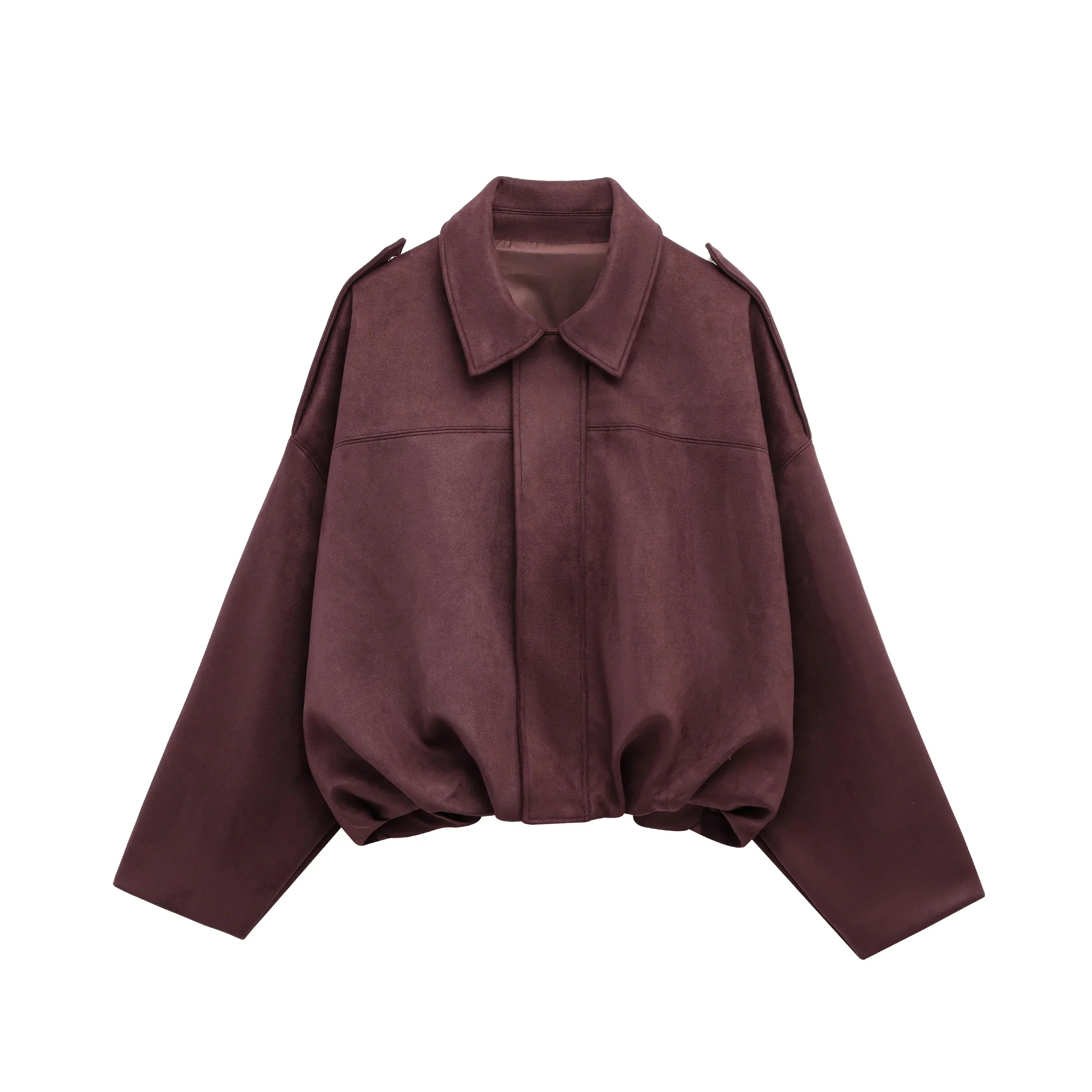 Giacca Bomber in Camoscio Vintage da Donna, Oversize Marrone e Verde