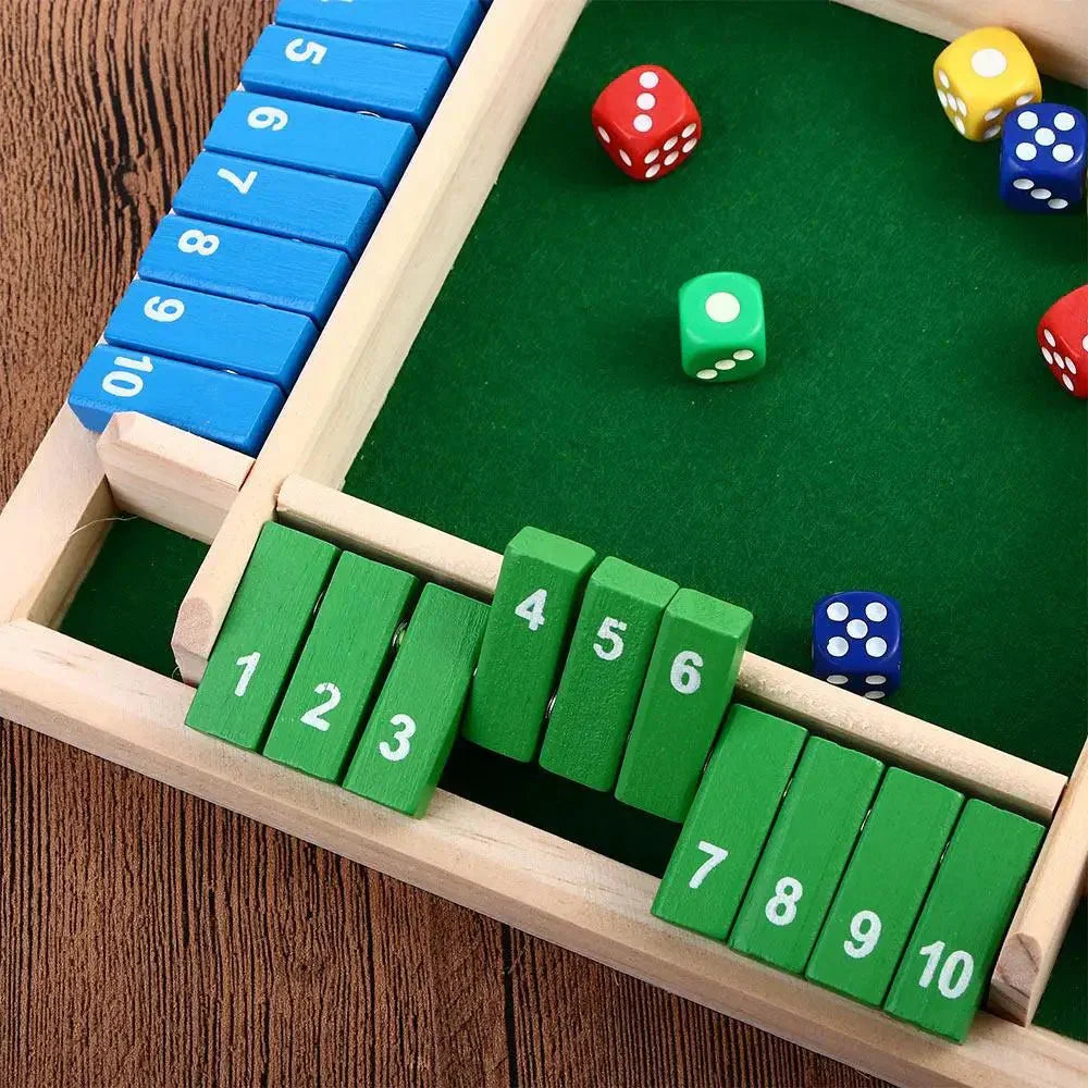 TimberForge Holzspiel „Shut The Box“ Würfelspiel für vier Spieler