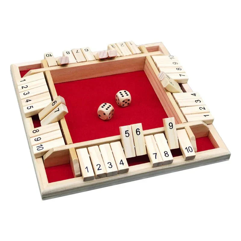 TimberForge Holzspiel „Shut The Box“ Würfelspiel für vier Spieler