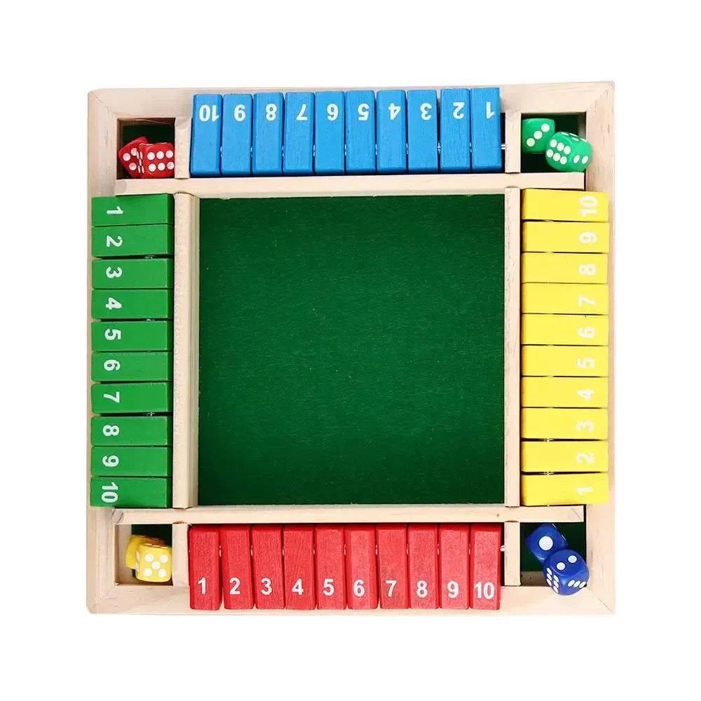 TimberForge Holzspiel „Shut The Box“ Würfelspiel für vier Spieler