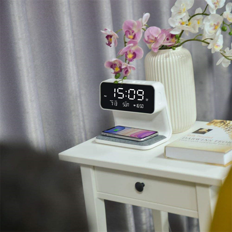 Multifunction Alarm Clock With Wireless Charging Night Lamp