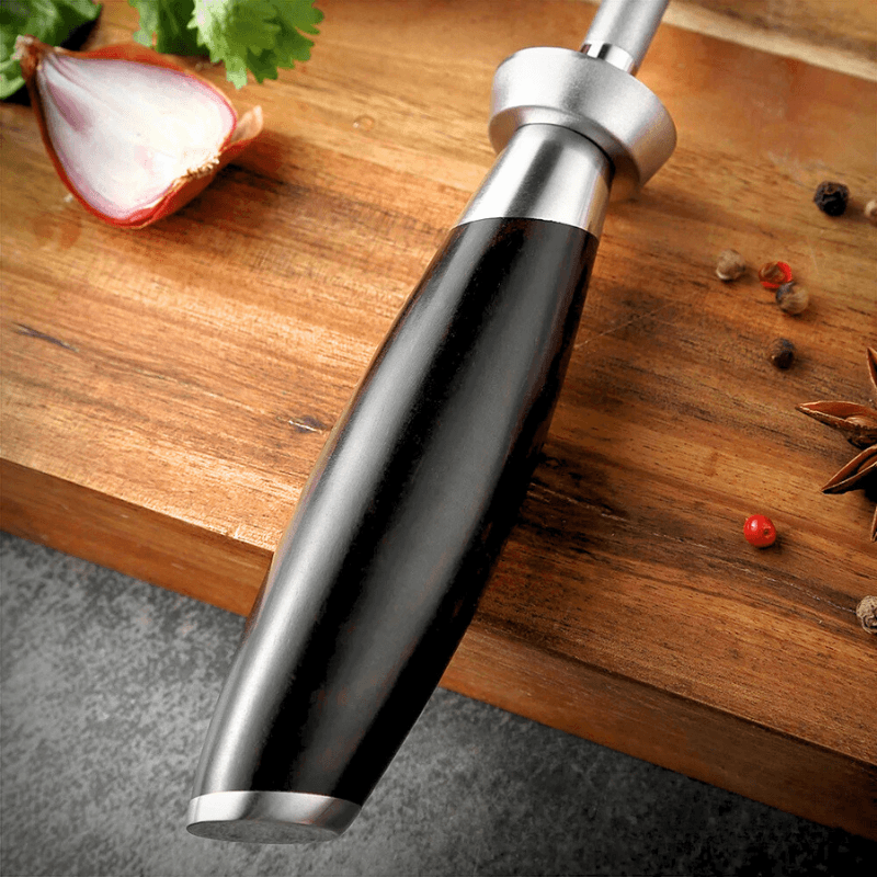 Professional Diamond Knife Sharpener Rod With Ebony Wood Handle For Razor Edges