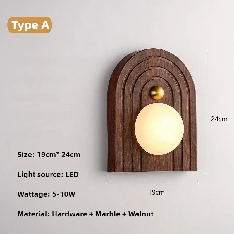 Nástěnné svítidlo Walnut Glow Arch moderní domácí osvětlení