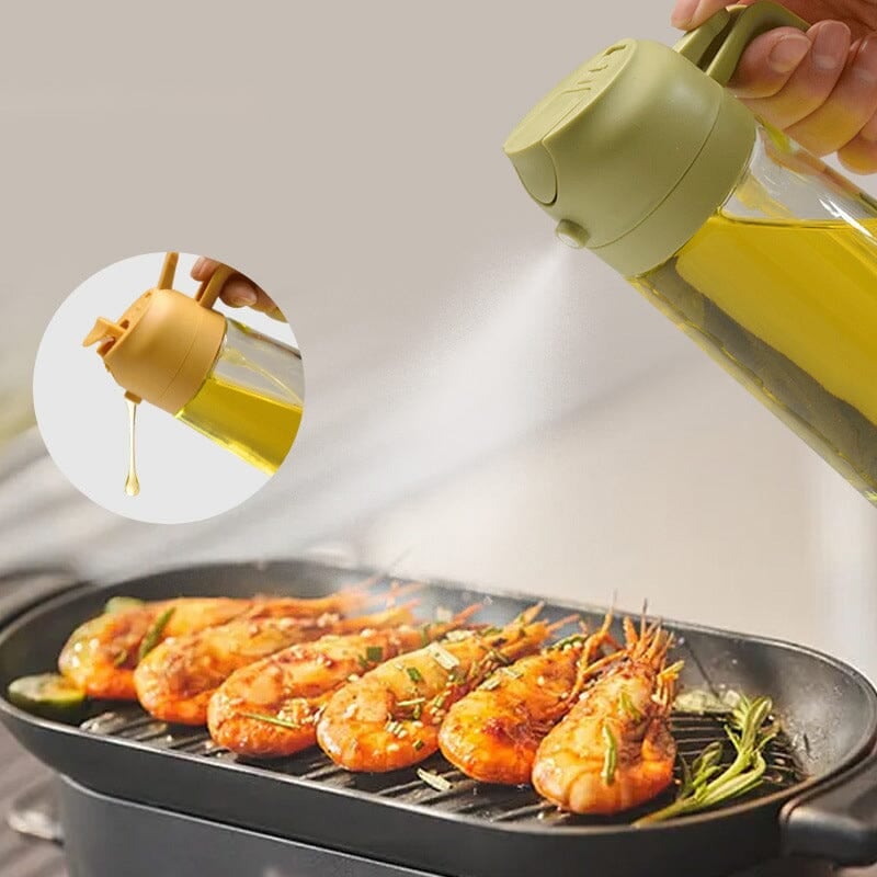 2-In-1 Glass Oil Sprayer And Dispenser For Kitchen Use