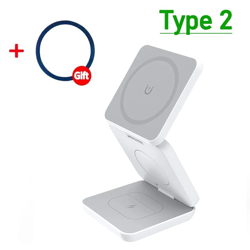 VeloCharge Magnetic Foldable 3-In-1 Wireless Charger For iPhone AirPods Apple Watch
