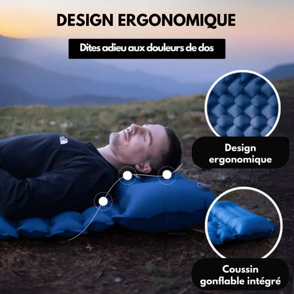 TrailPace aufblasbare Campingmatratze mit Fußpumpe und integriertem Kissen