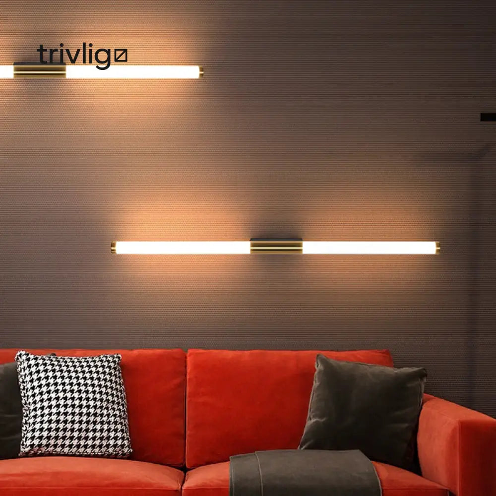 Alevran | Modern Gold LED Rod Wall Lamp For Bedroom