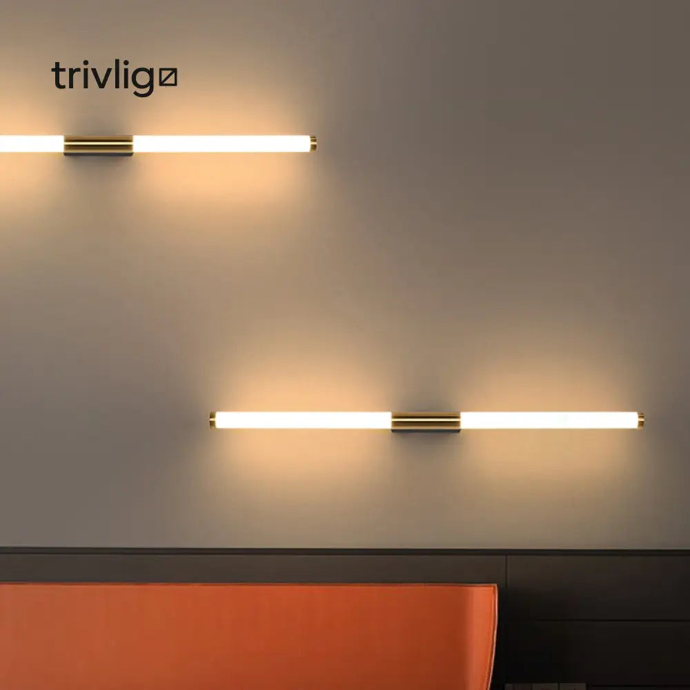Alevran | Modern Gold LED Rod Wall Lamp For Bedroom