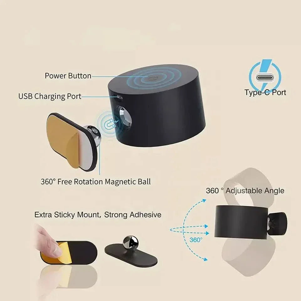 NovaGlow Wireless 360-Degree Rotating LED Lamp for Flexible Lighting