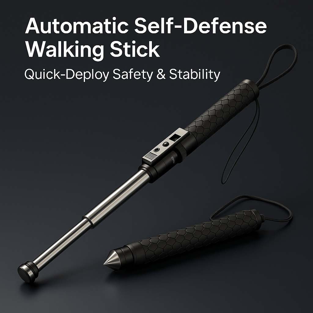 ApexGuard Trek Self Defense Walking Stick With Automatic Deploy And Stability